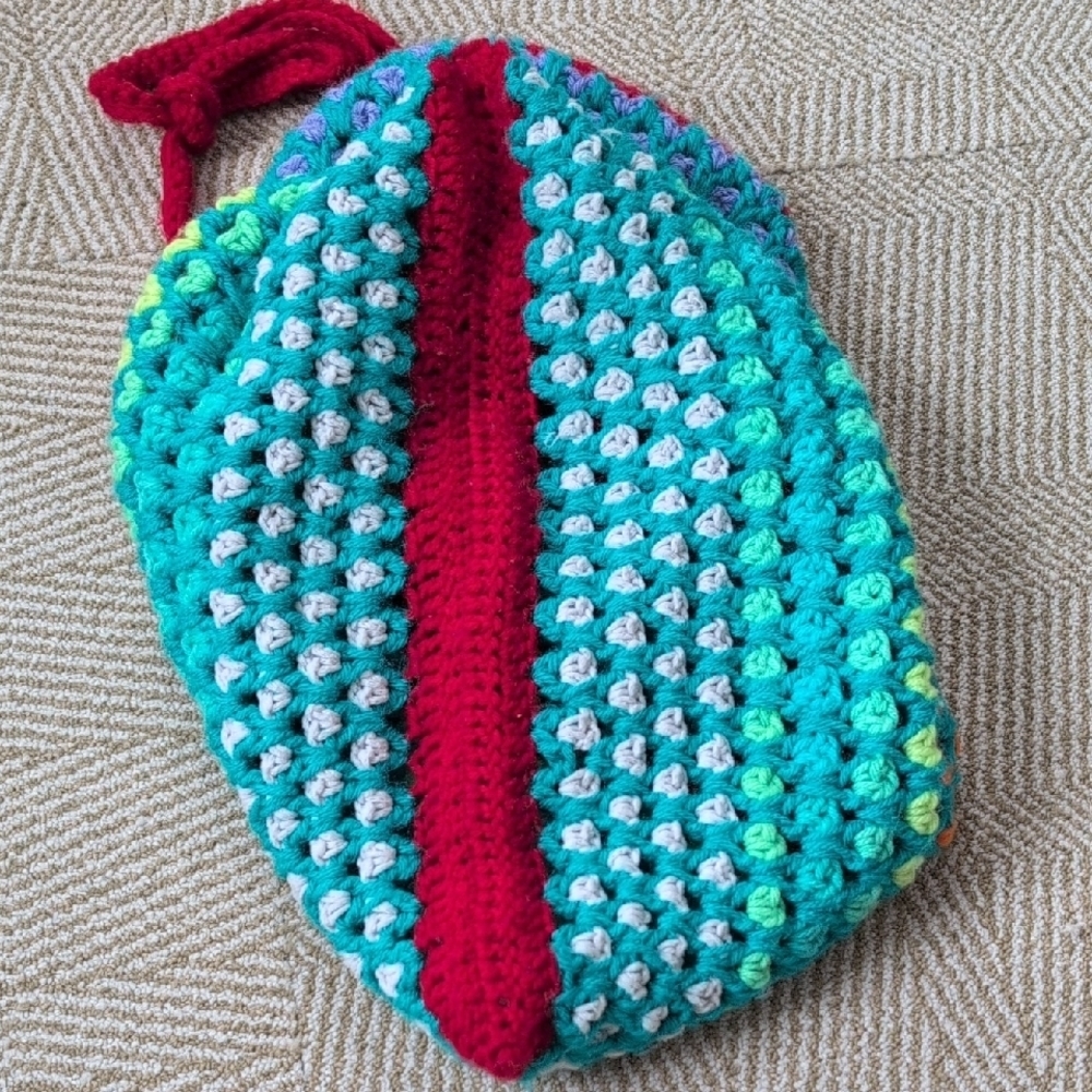Handmade Rainbow Stripe Multicolor Crochet Tote Market Beach Bag - Picture 6 of 6